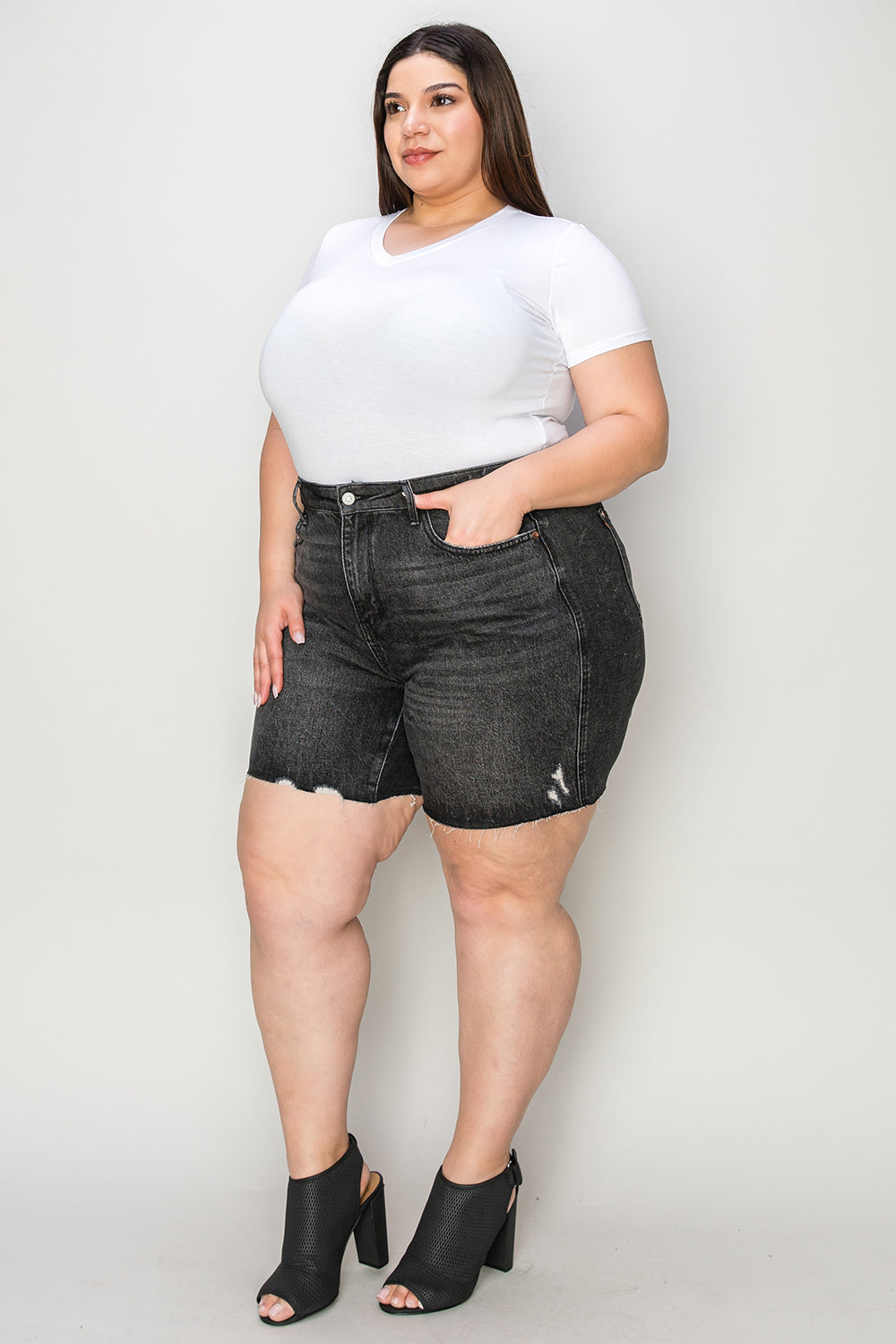 Full Size High Waist Tummy Control Denim Shorts