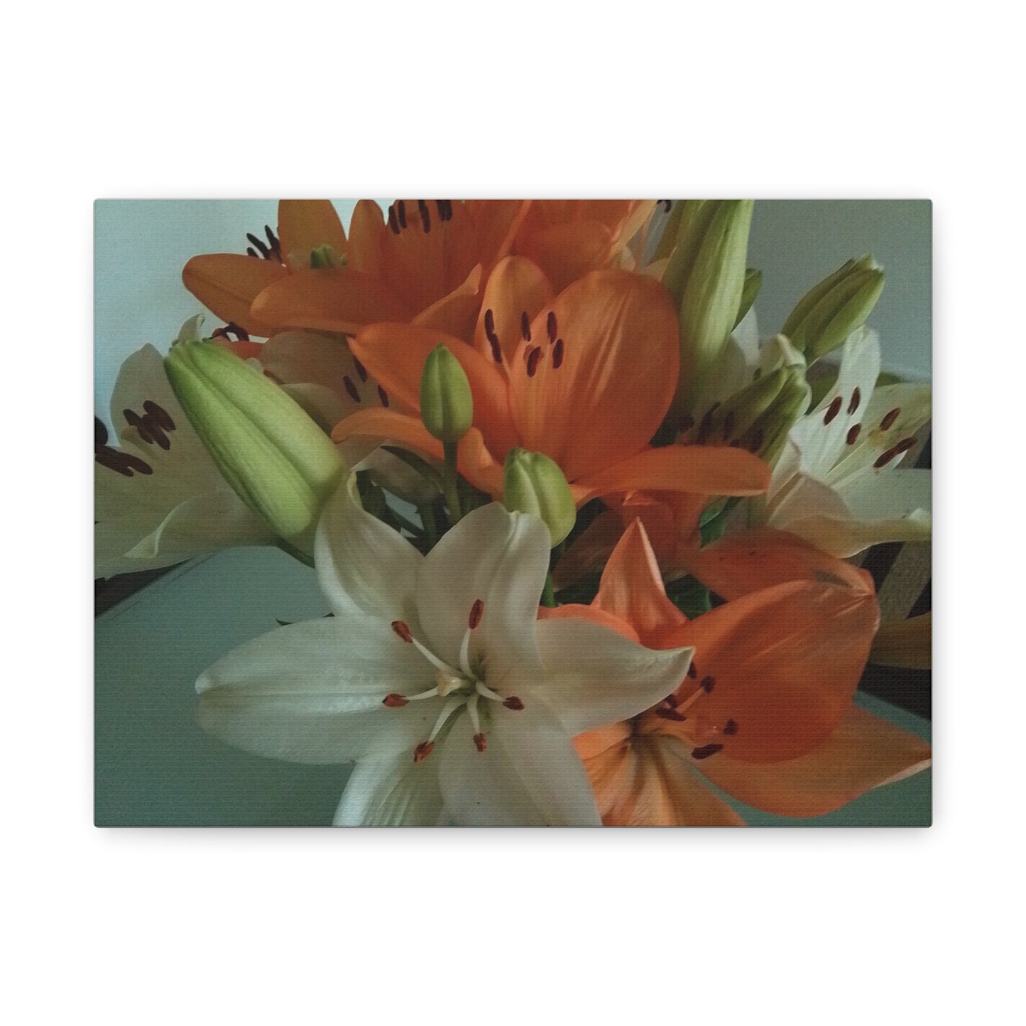 Floral Canvas Wall Art - Orange and White Lily Decor