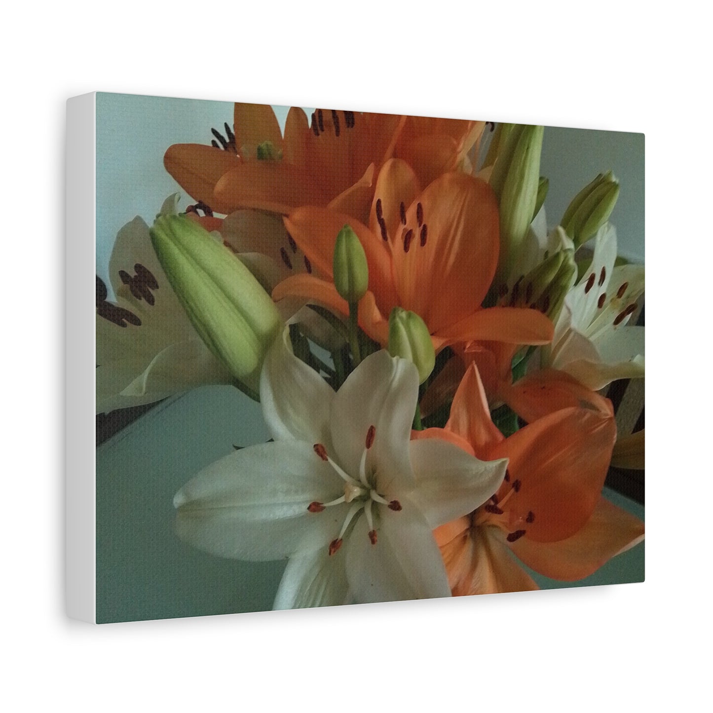 Floral Canvas Wall Art - Orange and White Lily Decor