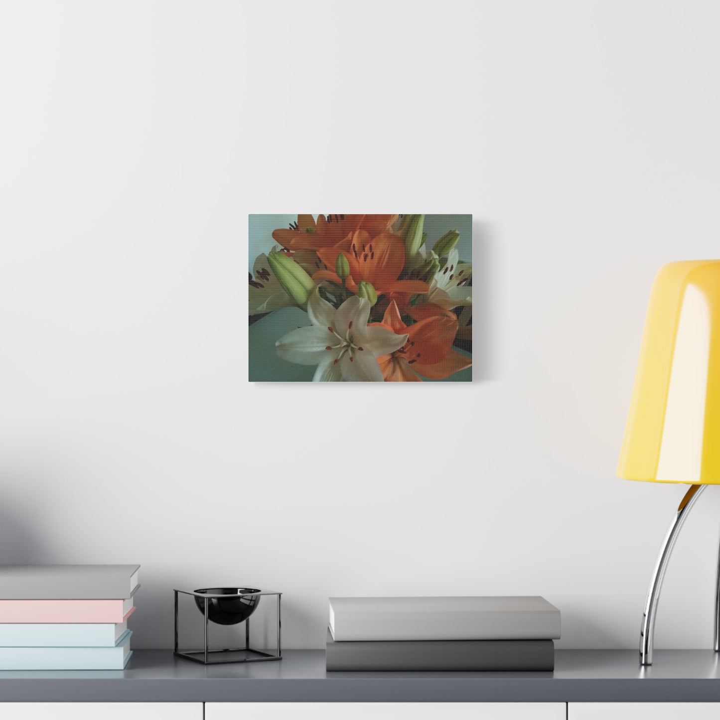 Floral Canvas Wall Art - Orange and White Lily Decor