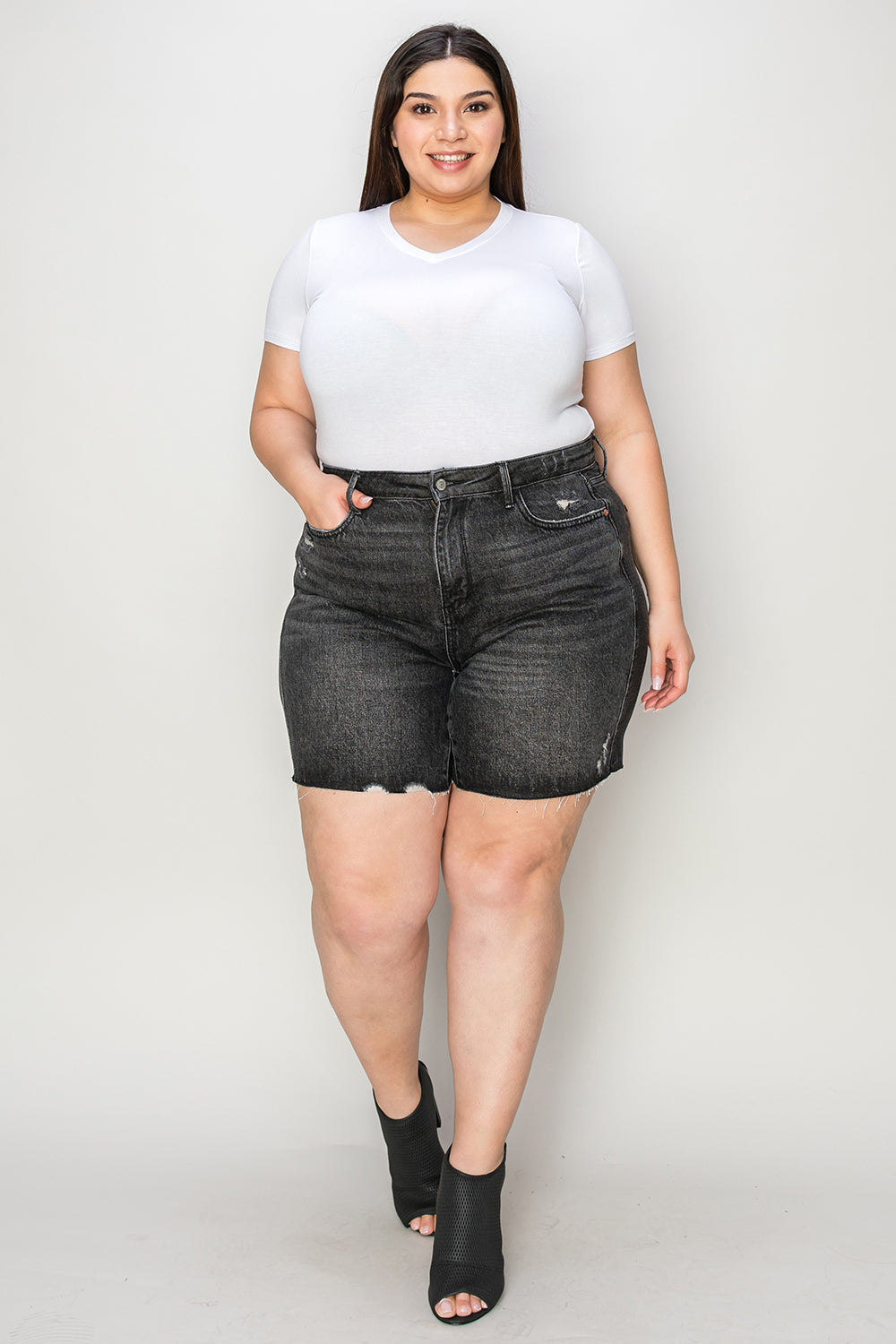 Full Size High Waist Tummy Control Denim Shorts