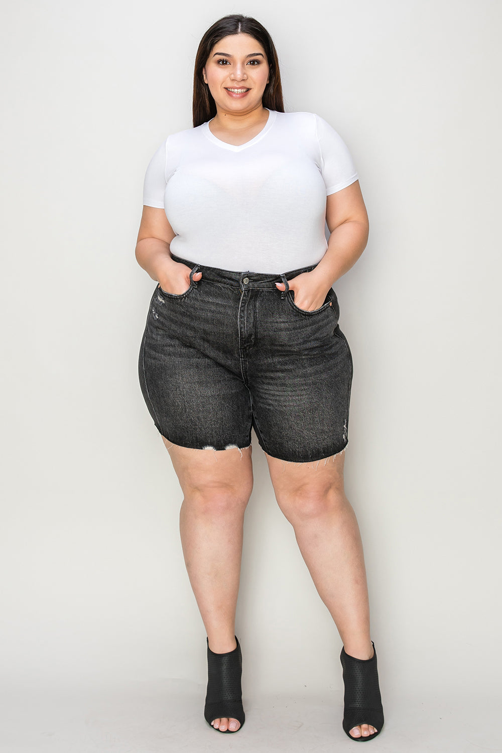 Full Size High Waist Tummy Control Denim Shorts