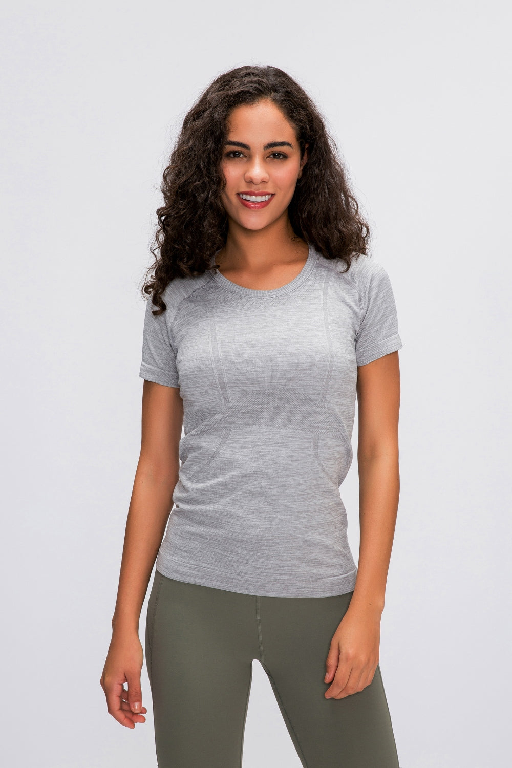 Round Neck Short Sleeve Active Top