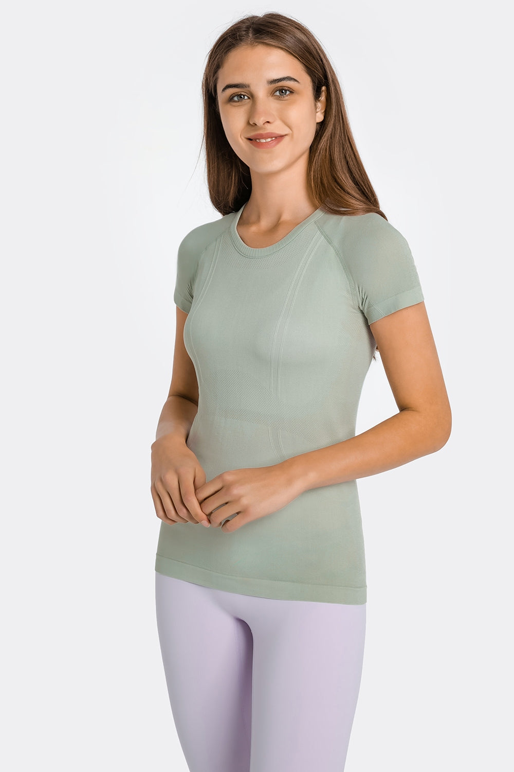 Round Neck Short Sleeve Active Top