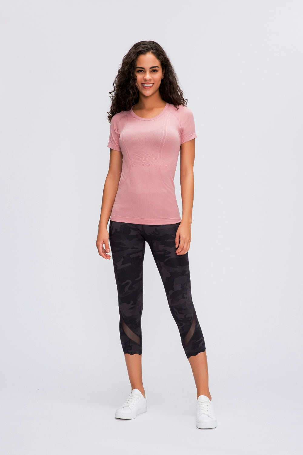 Round Neck Short Sleeve Active Top