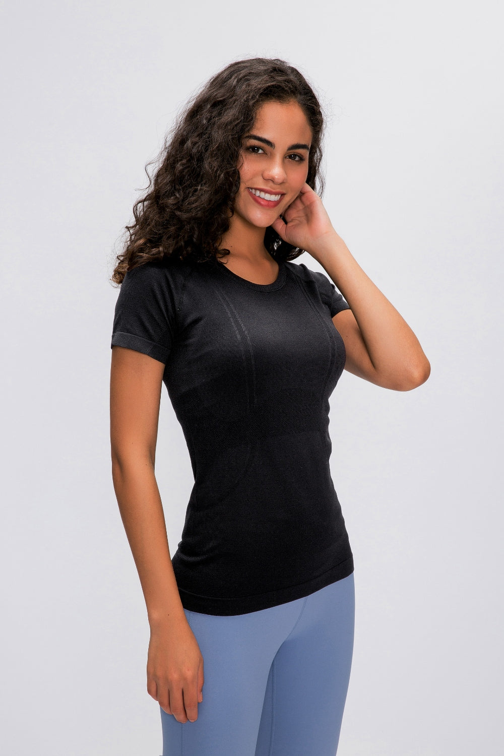 Round Neck Short Sleeve Active Top