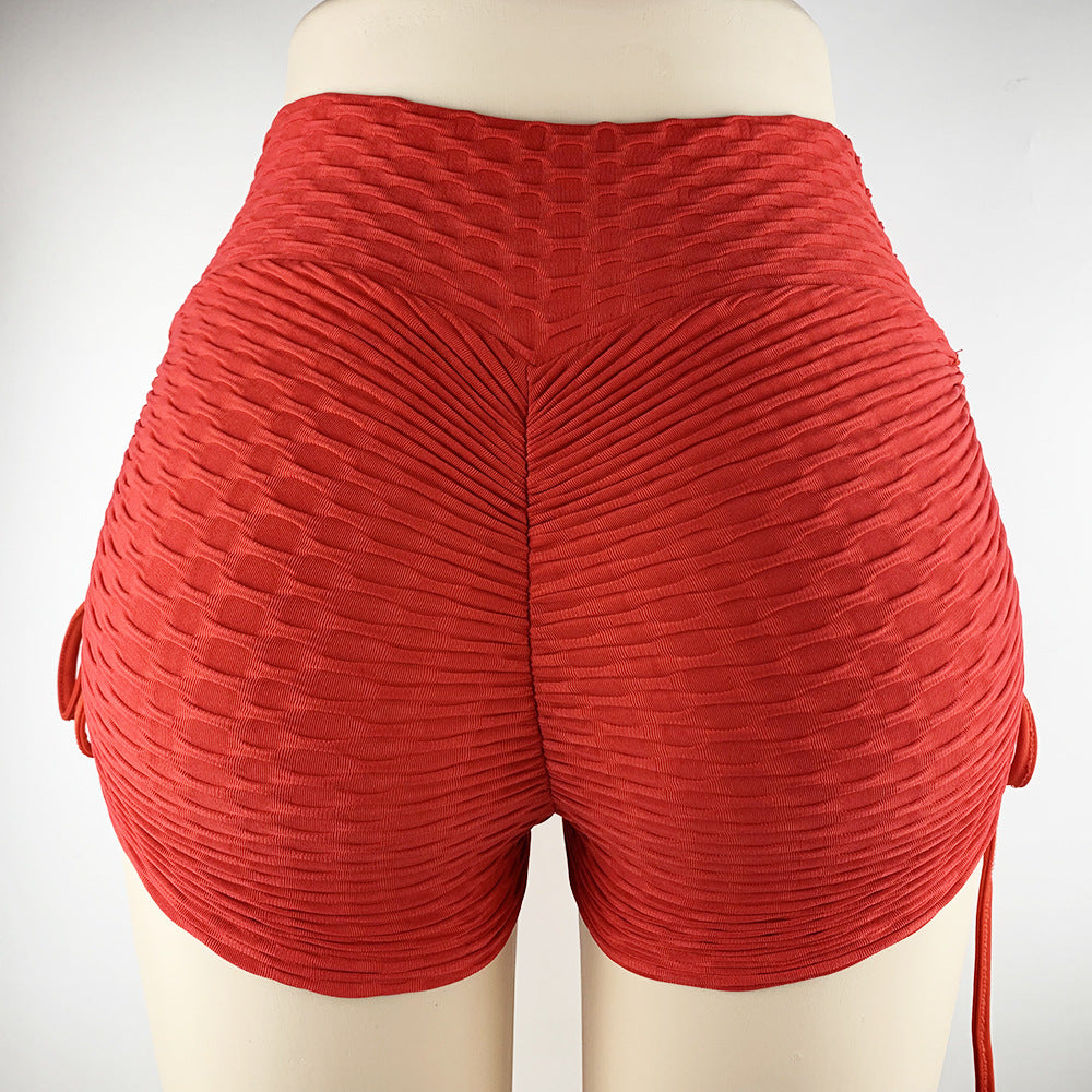 Drawstring Textured Butt Lifting Slim Active Shorts