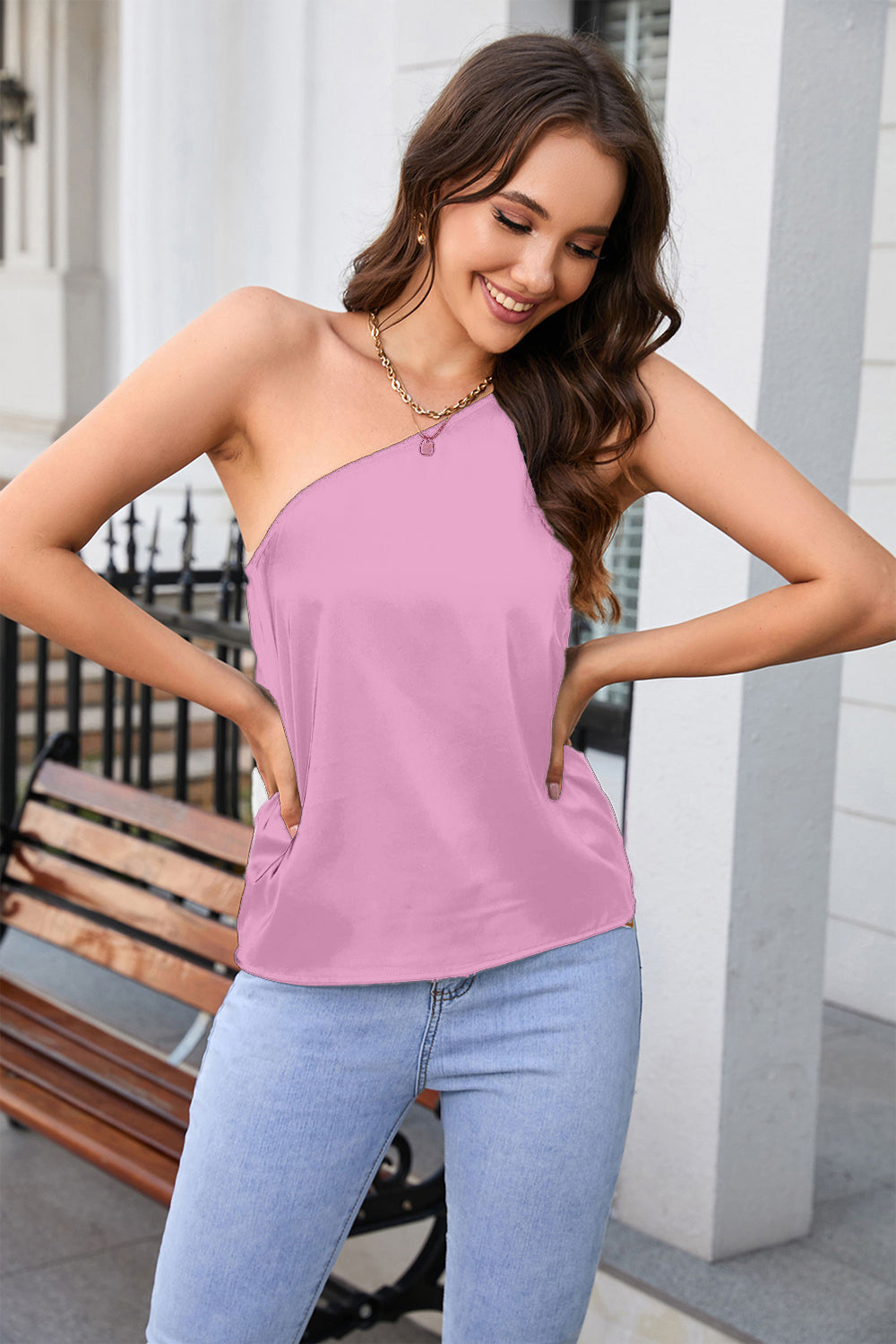 One Shoulder Sleeveless Top